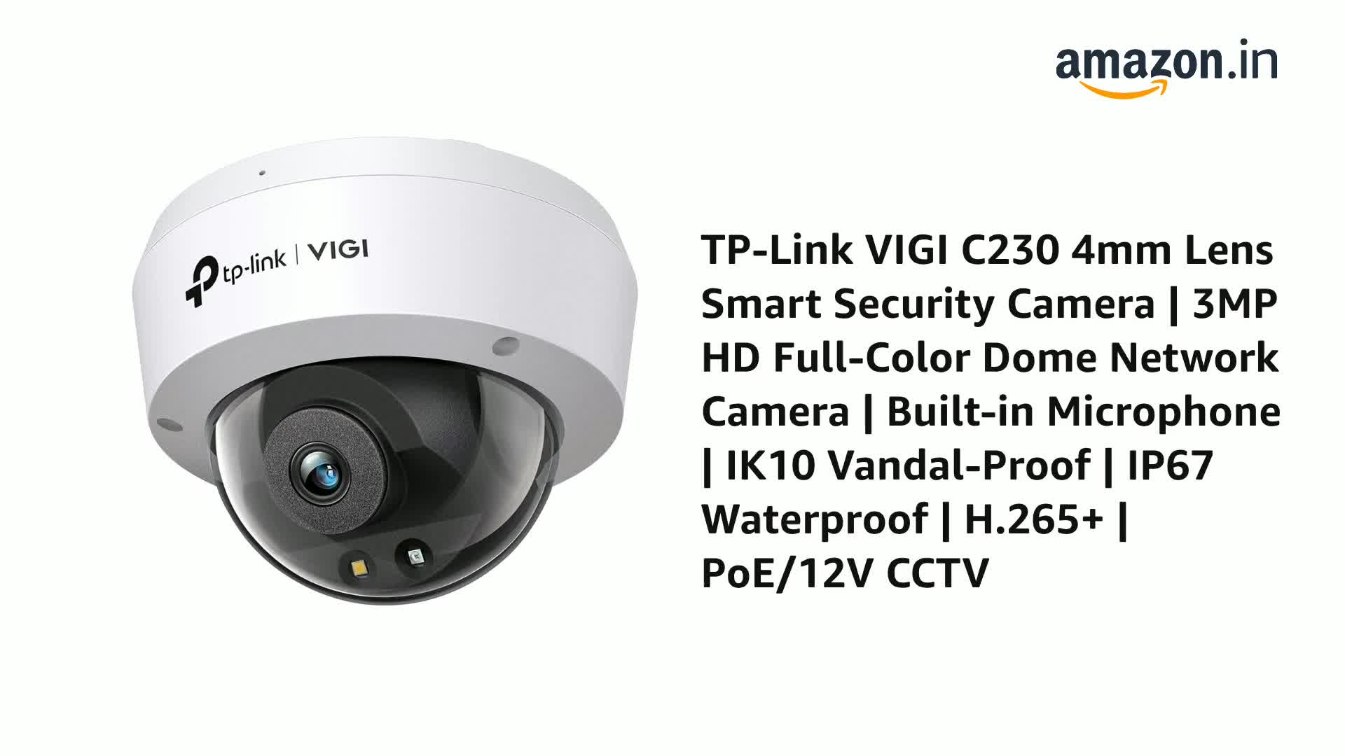 Buy TP-Link VIGI C230 4mm Lens Smart Security Camera | 3MP
